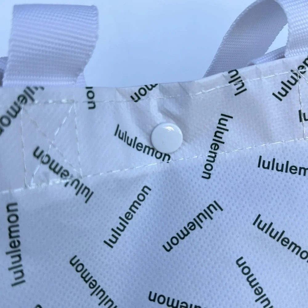 Lululemon Small Tote Bag White/Green  Reusable Small Bag Handles Pouch